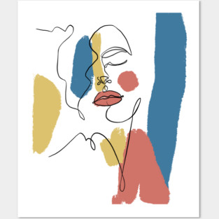 Minimal Color Block Abstract Face Illustration Posters and Art