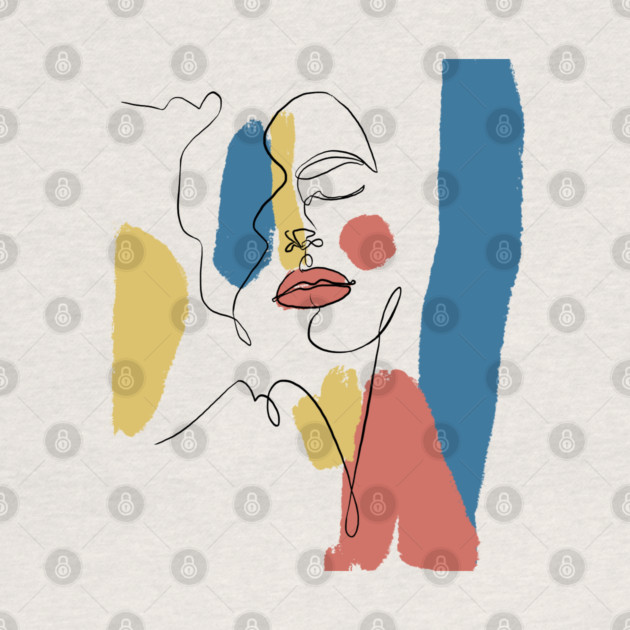 Minimal Color Block Abstract Face Illustration by denizko