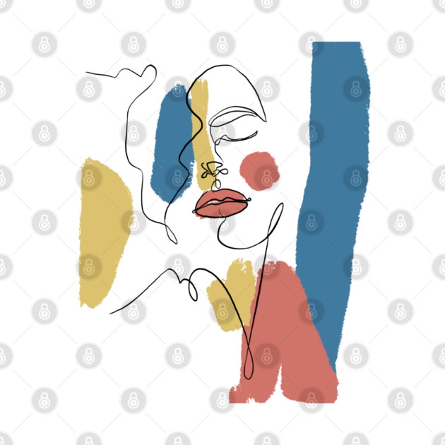 Minimal Color Block Abstract Face Illustration by denizko