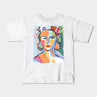Colorful Abstract Woman Portrait Illustration Kids T-Shirt