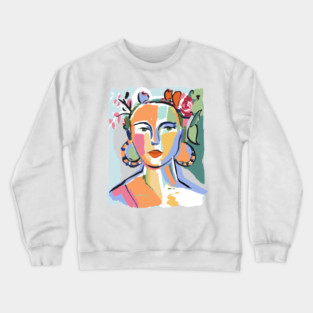 Colorful Abstract Woman Portrait Illustration Crewneck Sweatshirt