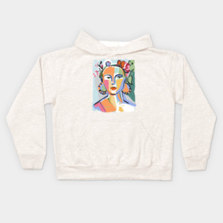 Colorful Abstract Woman Portrait Illustration Kids Hoodie