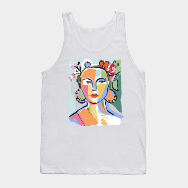 Colorful Abstract Woman Portrait Illustration Tank Top by denizko