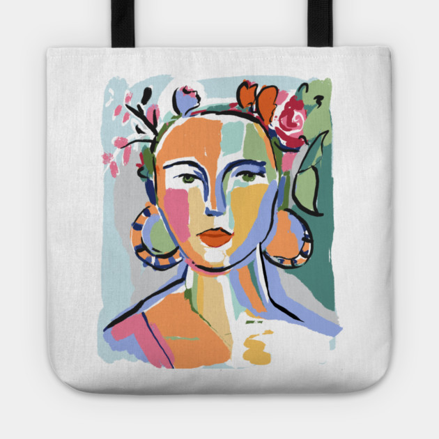 Colorful Abstract Woman Portrait Illustration Tote by denizko