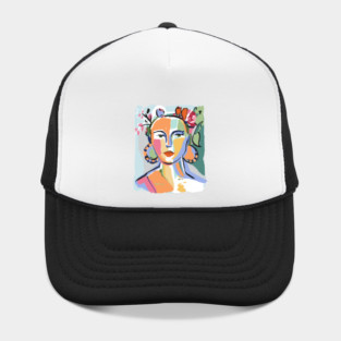 Colorful Abstract Woman Portrait Illustration Hat