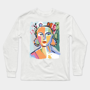 Colorful Abstract Woman Portrait Illustration Long Sleeve T-Shirt