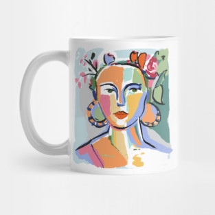 Colorful Abstract Woman Portrait Illustration Mug