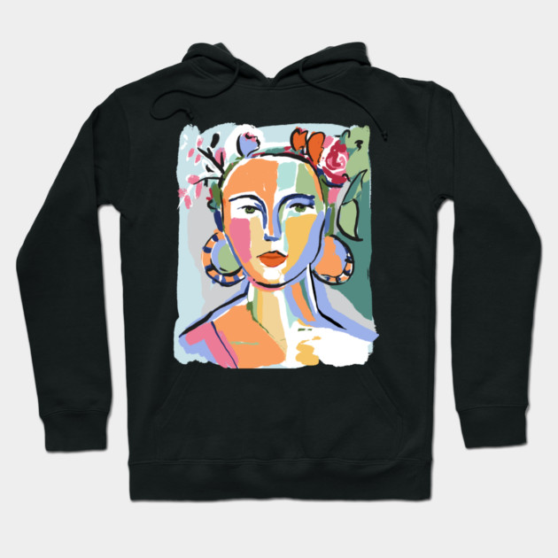 Colorful Abstract Woman Portrait Illustration Hoodie by denizko