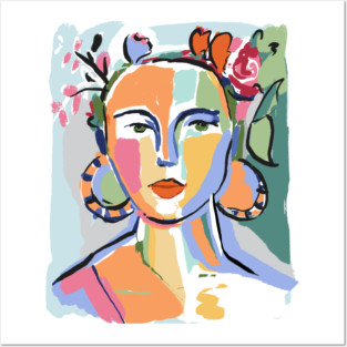 Colorful Abstract Woman Portrait Illustration Posters and Art