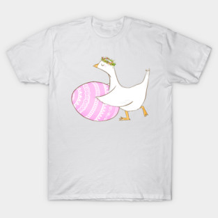 Cute Easter Goose with Floral Crown Illustration T-Shirt