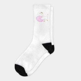 Cute Easter Goose with Floral Crown Illustration Socks