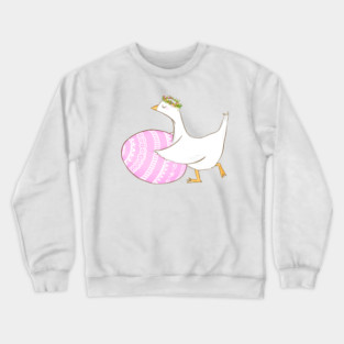 Cute Easter Goose with Floral Crown Illustration Crewneck Sweatshirt