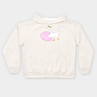 Cute Easter Goose with Floral Crown Illustration Kids Hoodie