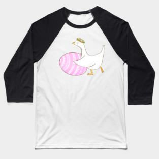 Cute Easter Goose with Floral Crown Illustration Baseball T-Shirt