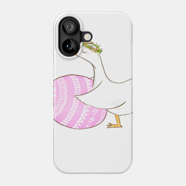 Cute Easter Goose with Floral Crown Illustration Phone Case by denizko