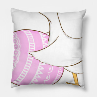 Cute Easter Goose with Floral Crown Illustration Pillow
