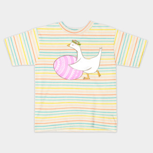 Cute Easter Goose with Floral Crown Illustration Kids T-Shirt