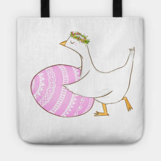 Cute Easter Goose with Floral Crown Illustration Tote