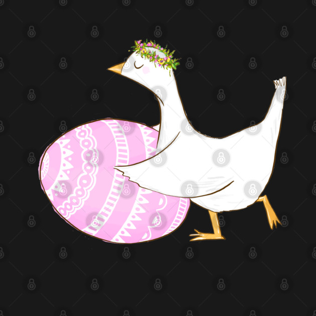 Cute Easter Goose with Floral Crown Illustration by denizko