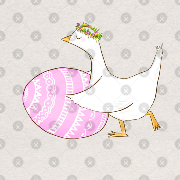 Cute Easter Goose with Floral Crown Illustration by denizko