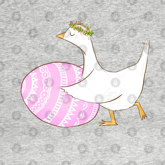 Cute Easter Goose with Floral Crown Illustration by denizko