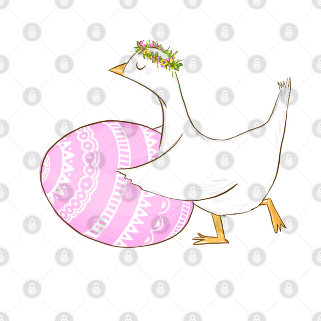 Cute Easter Goose with Floral Crown Illustration by denizko