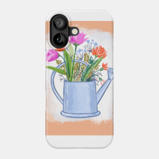 Watering Can with Flowers Spring Illustration Phone Case