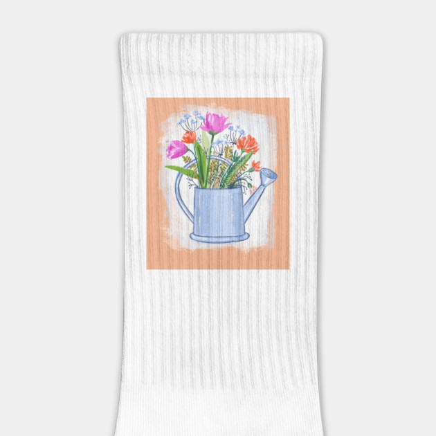 Watering Can with Flowers Spring Illustration by denizko
