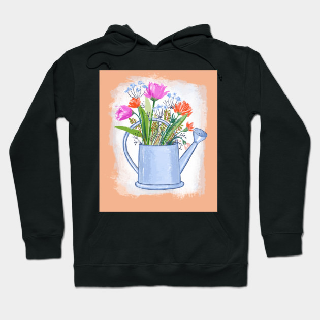 Watering Can with Flowers Spring Illustration Hoodie by denizko