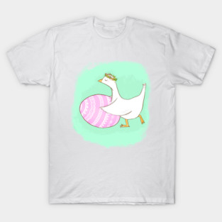 Cute Easter Goose Illustration with Floral Crown T-Shirt