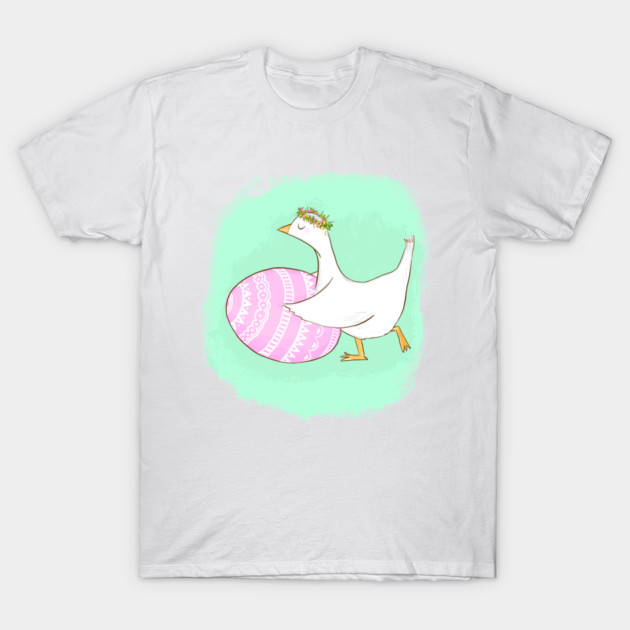 Cute Easter Goose Illustration with Floral Crown T-Shirt by denizko