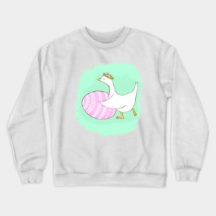 Cute Easter Goose Illustration with Floral Crown Crewneck Sweatshirt
