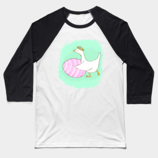Cute Easter Goose Illustration with Floral Crown Baseball T-Shirt