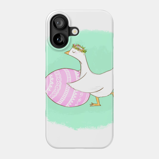 Cute Easter Goose Illustration with Floral Crown Phone Case by denizko