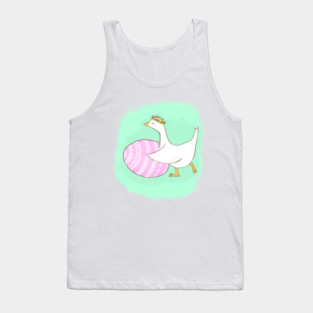 Cute Easter Goose Illustration with Floral Crown Tank Top