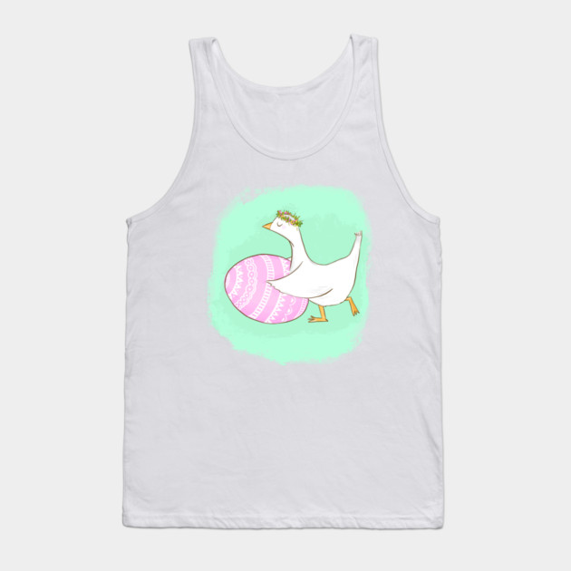 Cute Easter Goose Illustration with Floral Crown Tank Top by denizko
