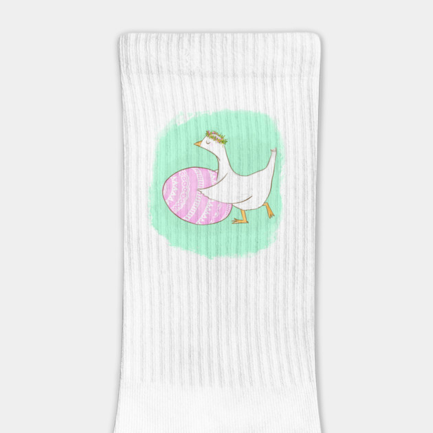 Cute Easter Goose Illustration with Floral Crown by denizko