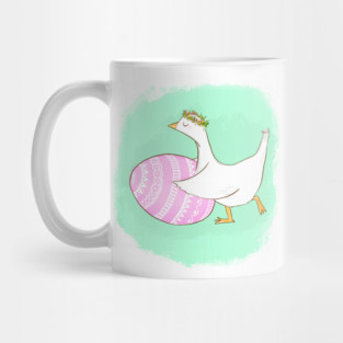Cute Easter Goose Illustration with Floral Crown Mug