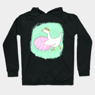 Cute Easter Goose Illustration with Floral Crown Hoodie
