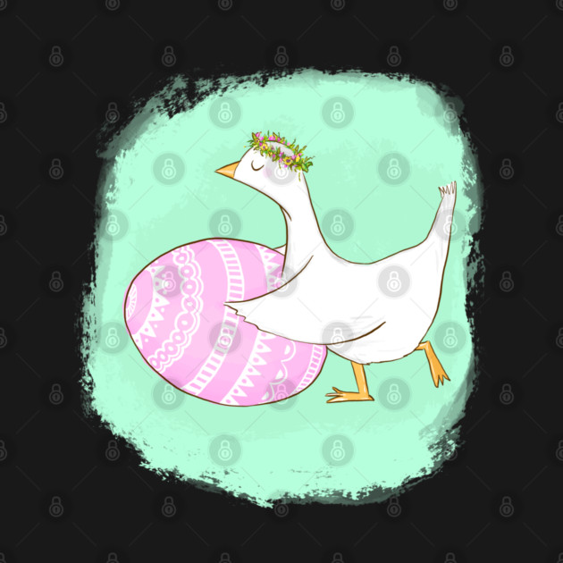 Cute Easter Goose Illustration with Floral Crown by denizko