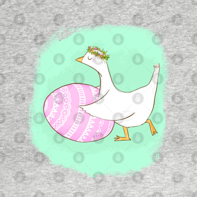 Cute Easter Goose Illustration with Floral Crown by denizko