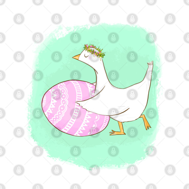 Cute Easter Goose Illustration with Floral Crown by denizko