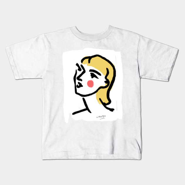 Minimalist Expressionist Woman Portrait Illustration Kids T-Shirt by denizko
