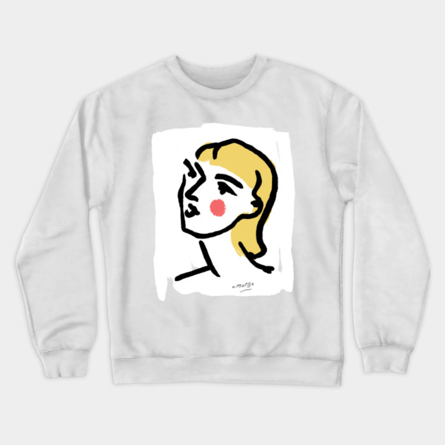 Minimalist Expressionist Woman Portrait Illustration Crewneck Sweatshirt by denizko
