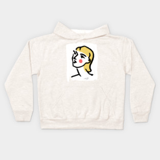 Minimalist Expressionist Woman Portrait Illustration Kids Hoodie