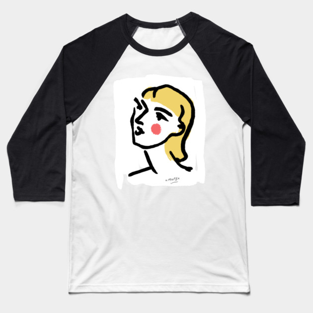 Minimalist Expressionist Woman Portrait Illustration Baseball T-Shirt by denizko