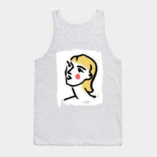 Minimalist Expressionist Woman Portrait Illustration Tank Top