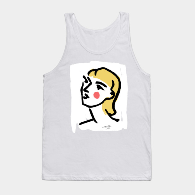 Minimalist Expressionist Woman Portrait Illustration Tank Top by denizko