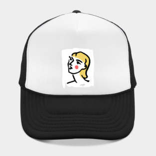 Minimalist Expressionist Woman Portrait Illustration Hat