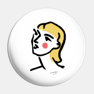 Minimalist Expressionist Woman Portrait Illustration Pin